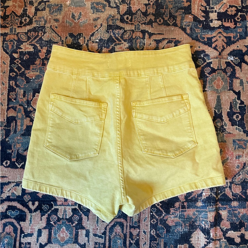 Free People Sammi Retro Denim High-Waisted Shorts Yellow size 30